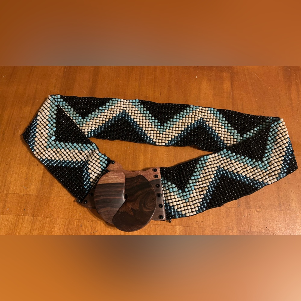 NWOT Hand Beaded Boho Belt from Bali One Size - Picture 2 of 9